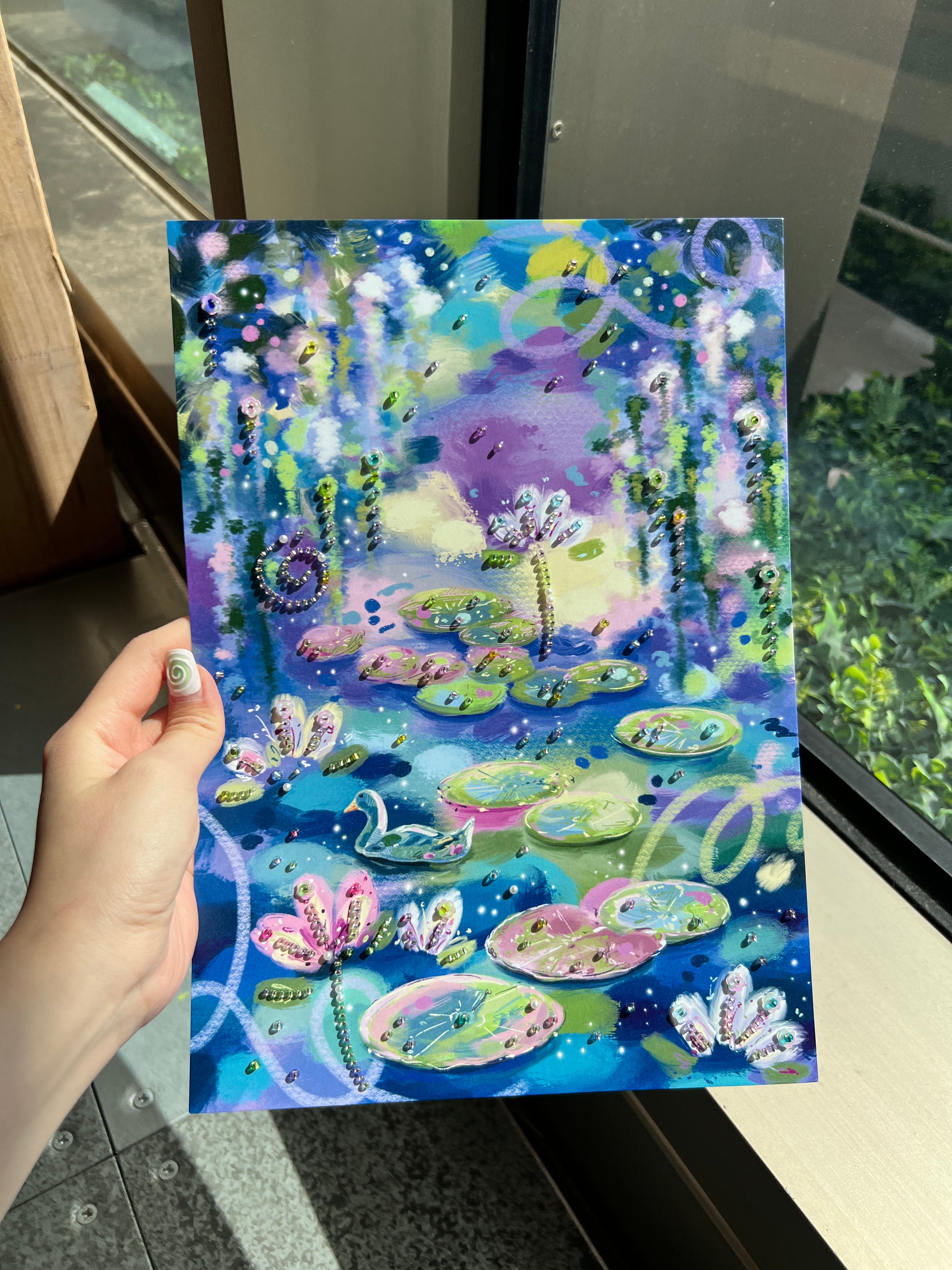 Embellished A4 ‘Of Lotuses and Lavender’ print