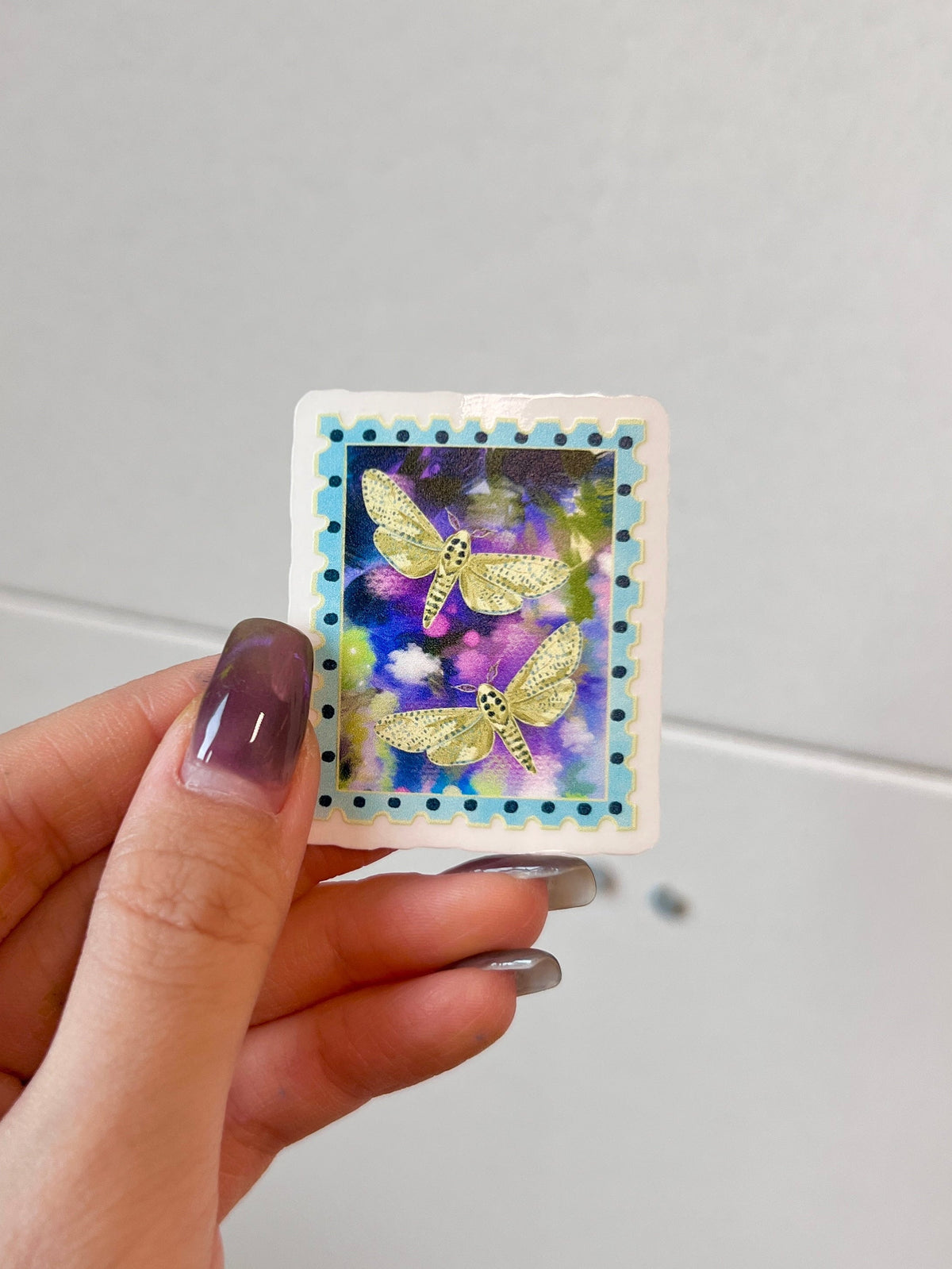 Transparent moth duo stamp sticker